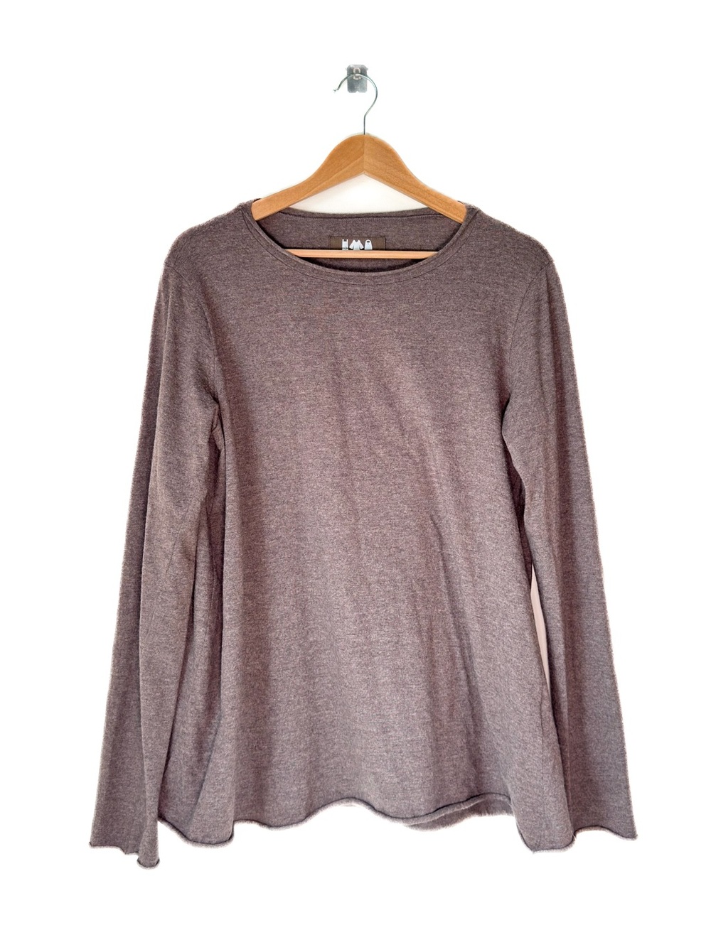 Labo Art - Wool Taupe Knit Coord Set Long Sleeve Sweater Top and Maxi Skirt - Picture 6 of 14